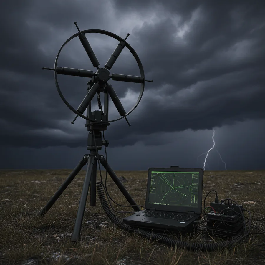 DAR-B passive coherent location radar system showing a live Range-Doppler map with tracked airborne targets