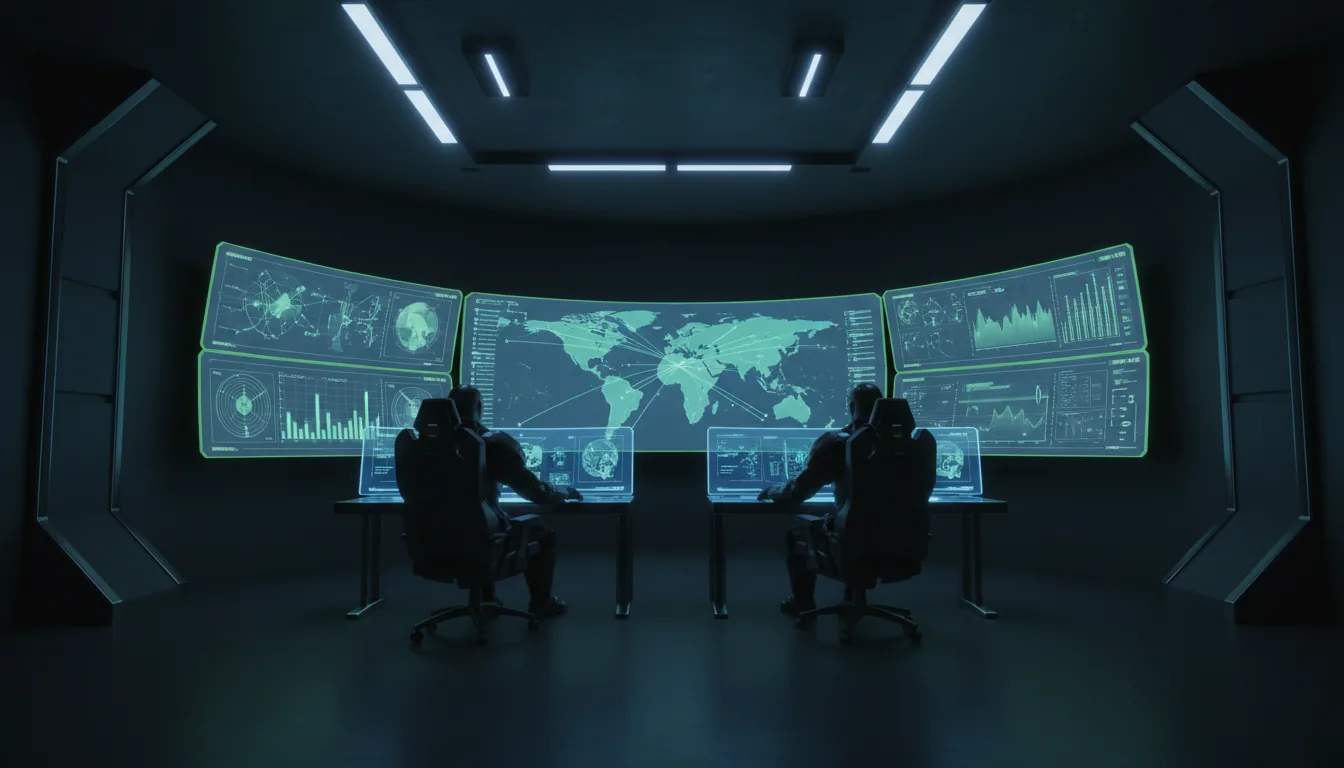 ODIN Command Center interface showing a live map, sensor feeds, and autonomous asset status